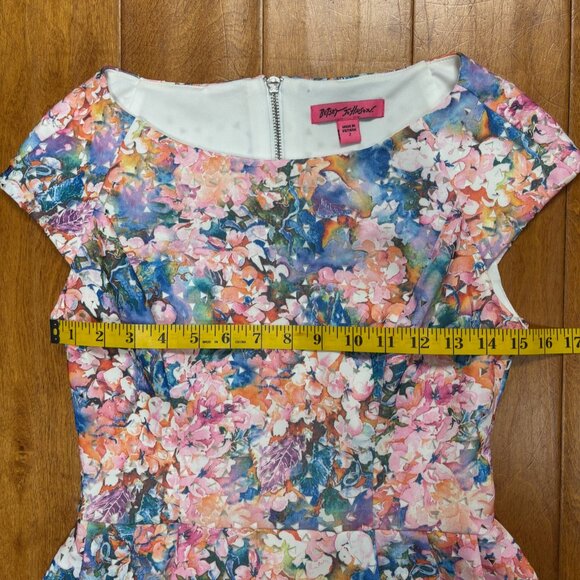 Betsey Johnson Womens Fit Flare Dress Size 2 Cut Out Watercolor Wedding Party - Picture 10 of 14